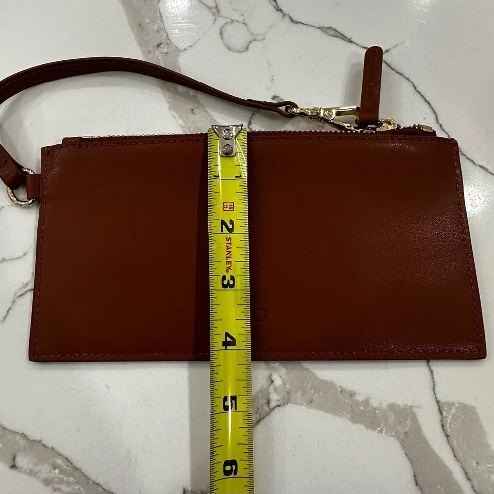 Rag & Bone Cognac Leather Slim Wristlet Pouch RB Logo - NWOT - Picture 6 of 10